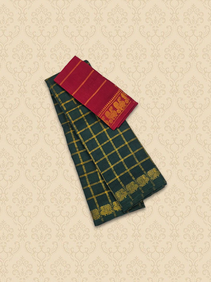 SPK Mayil Forest Green Saree