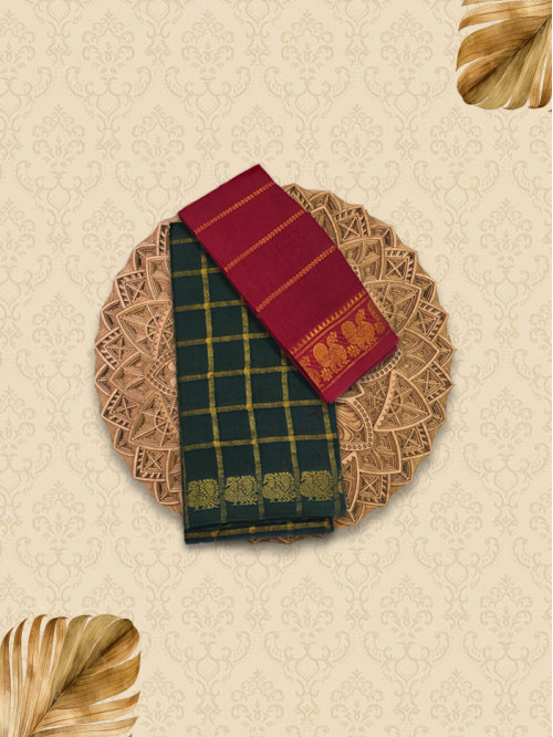SPK Mayil Forest Green Saree