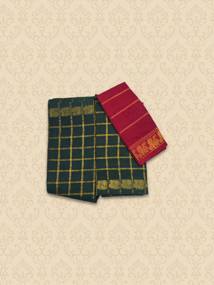 SPK Mayil Forest Green Saree