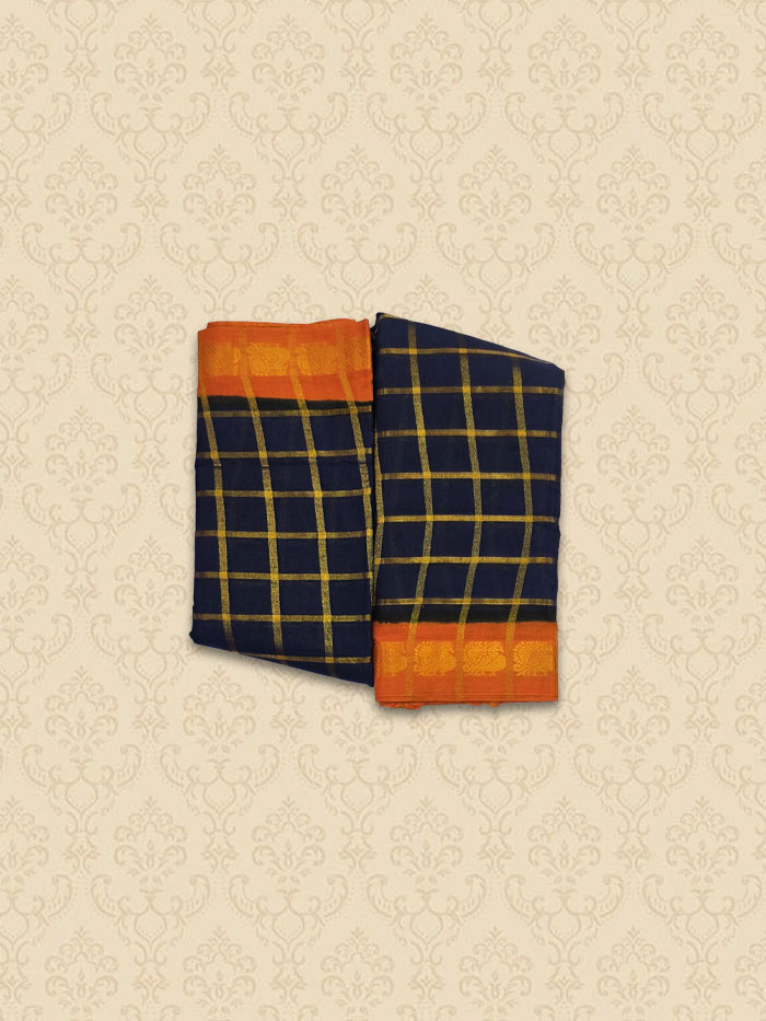 SPK Mayil Blue Orange Saree