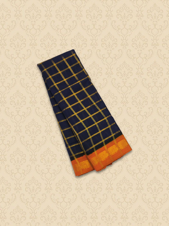 SPK Mayil Blue Orange Saree