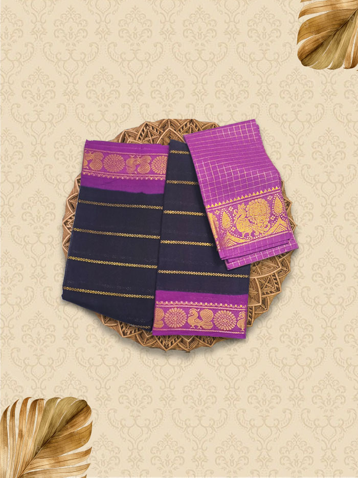 SVL Kayal Purple Blue Saree