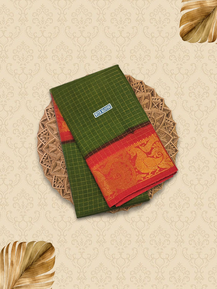 SZC Malavizli Grass Red Saree
