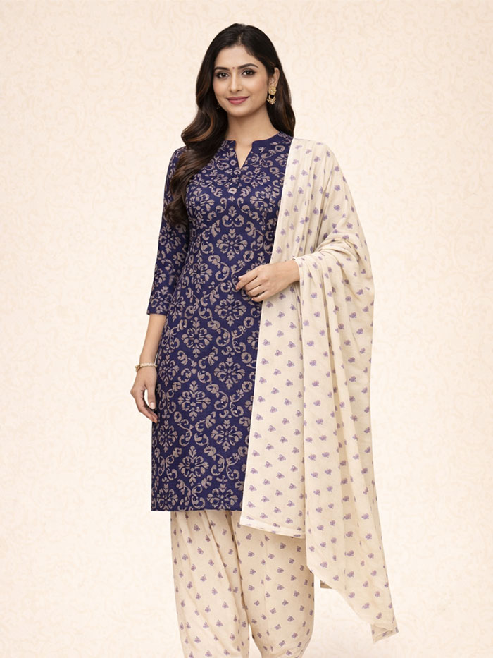 TSM Ink Blue Salwar Materials
