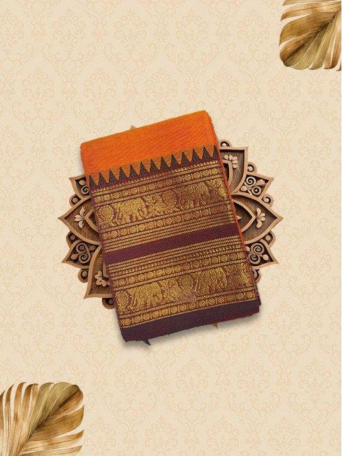 CYA Burnt-Orange Saree