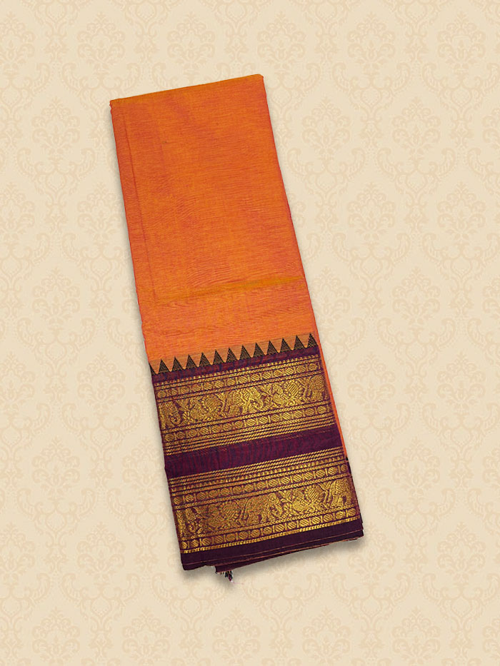 CYA Burnt-Orange Saree