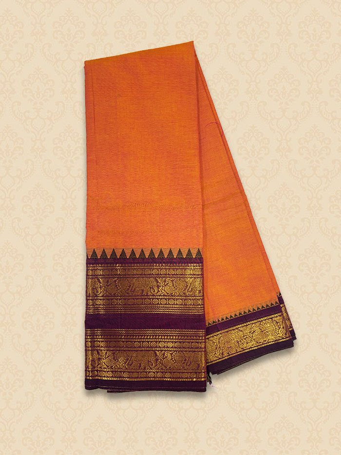 CYA Burnt-Orange Saree