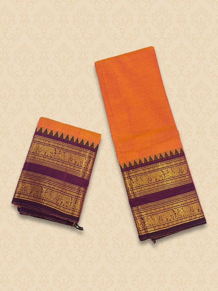 CYA Burnt-Orange Saree