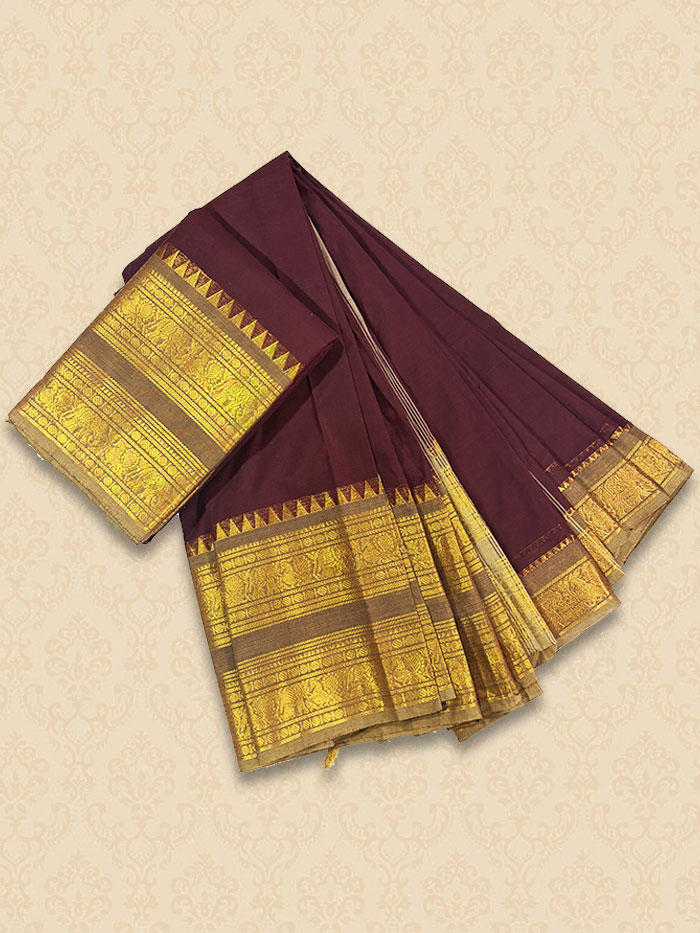 CYA Choclate-Brown Saree