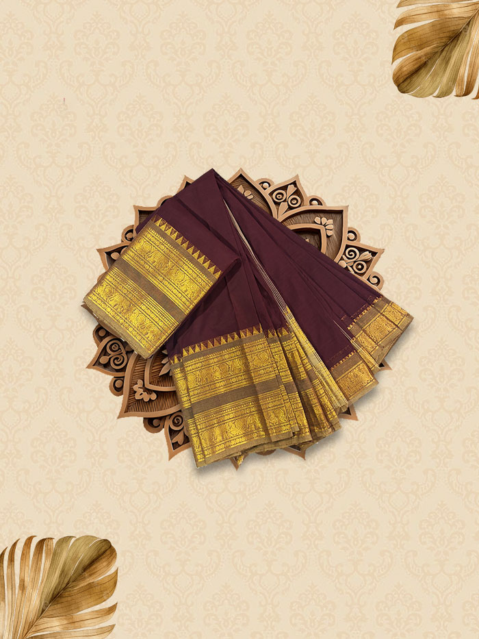 CYA Choclate-Brown Saree