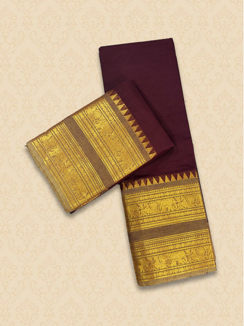 CYA Choclate-Brown Saree