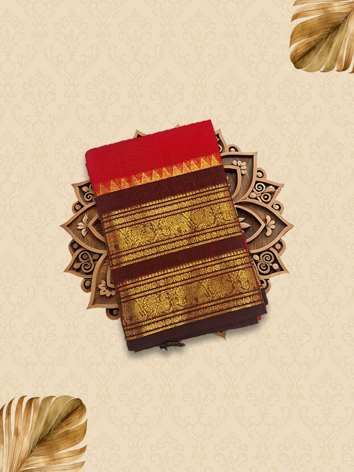 CYA Cherry Red Saree