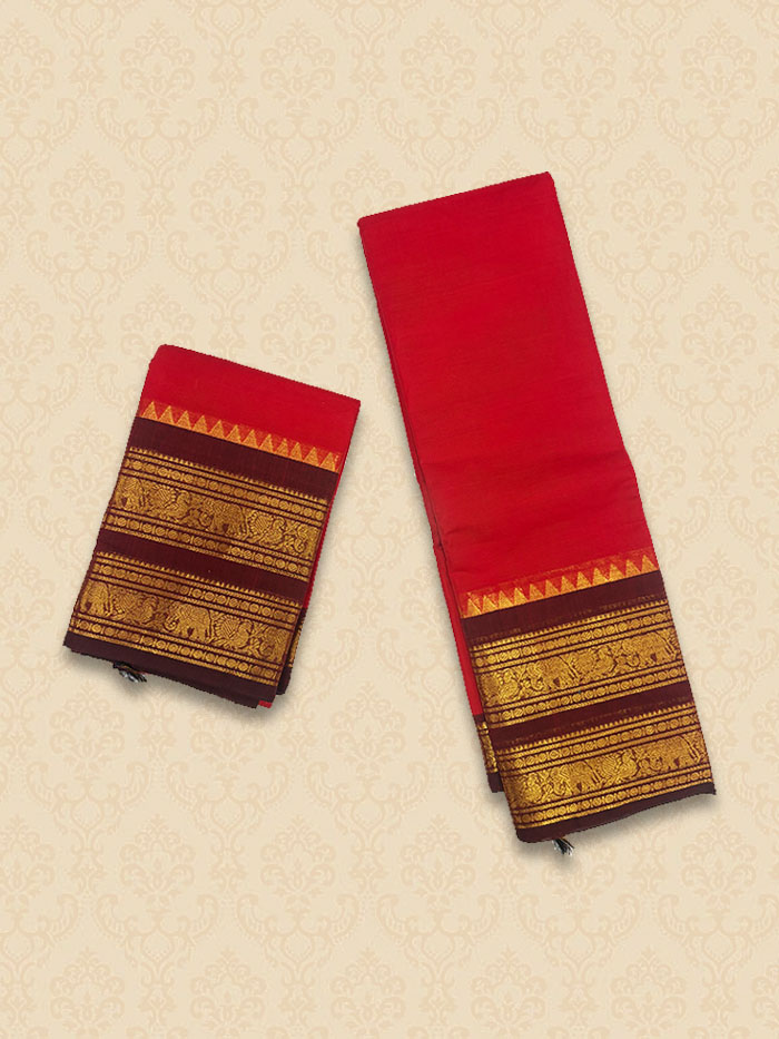 CYA Cherry Red Saree