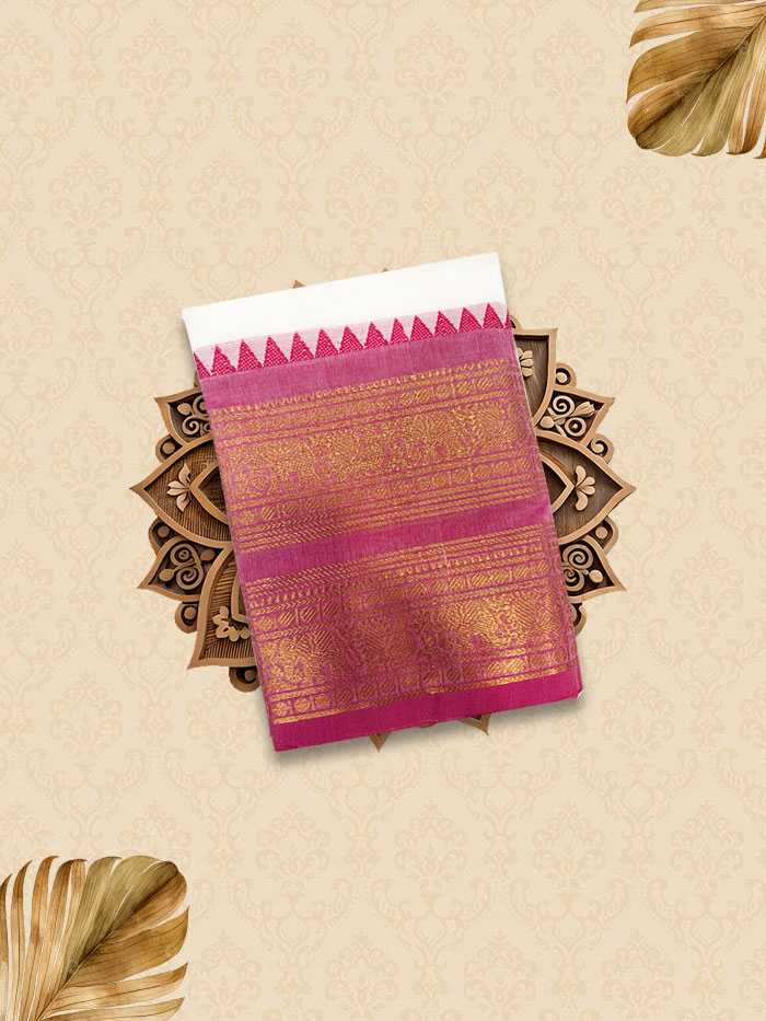 CYA Ivory Pink Saree