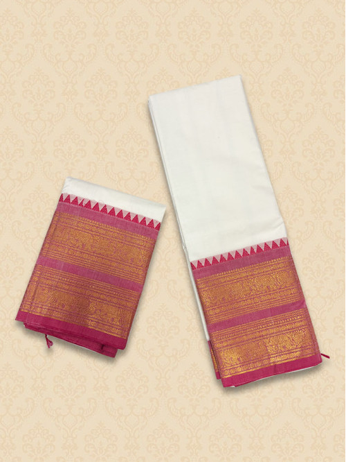 CYA Ivory Pink Saree