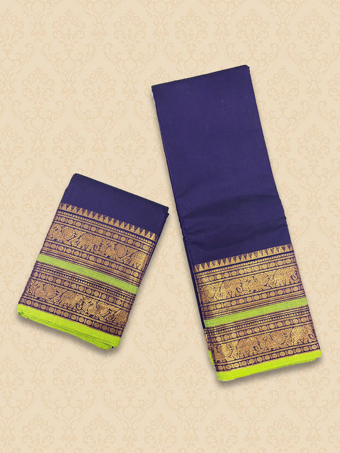 CYA Indigo Parrot Green Saree