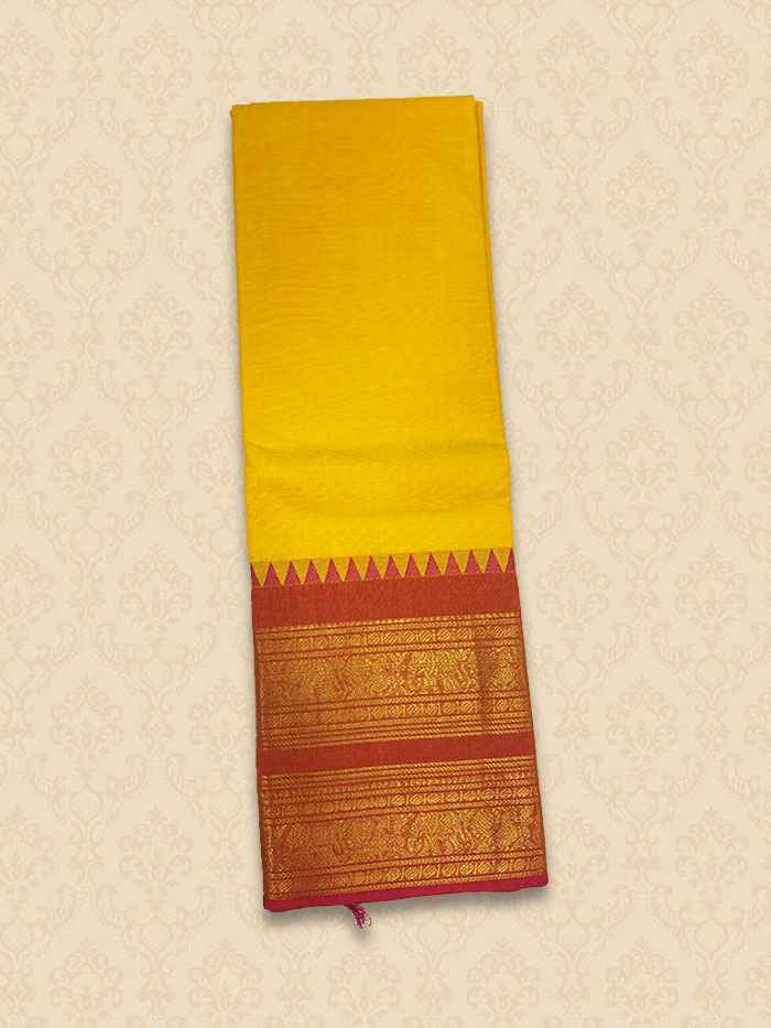 CYA Mango Yellow  Rani Pink Saree