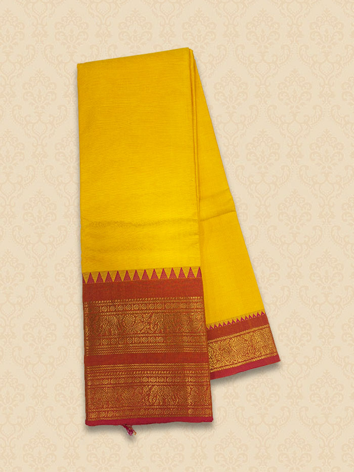 CYA Mango Yellow  Rani Pink Saree
