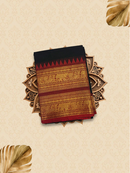 CYA Royal Red Black Saree