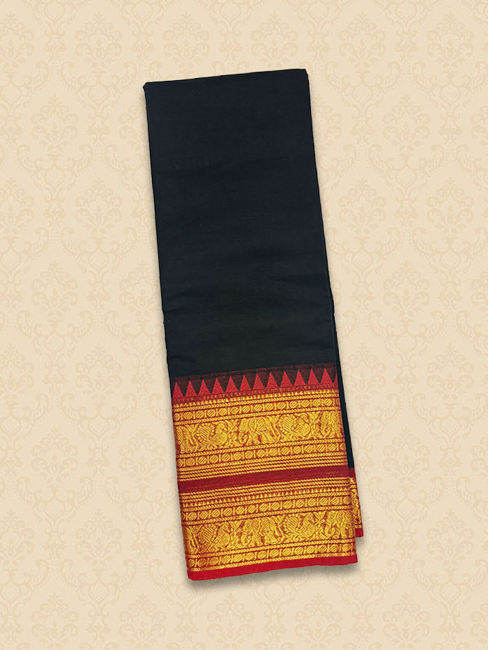 CYA Royal Red Black Saree