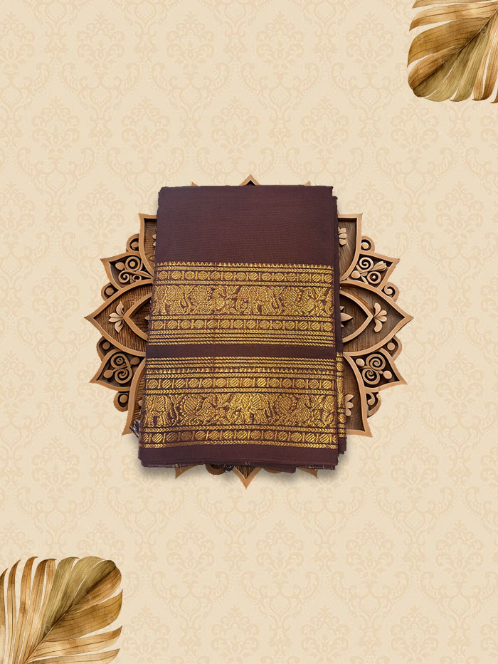 CYA Temple Marron Saree
