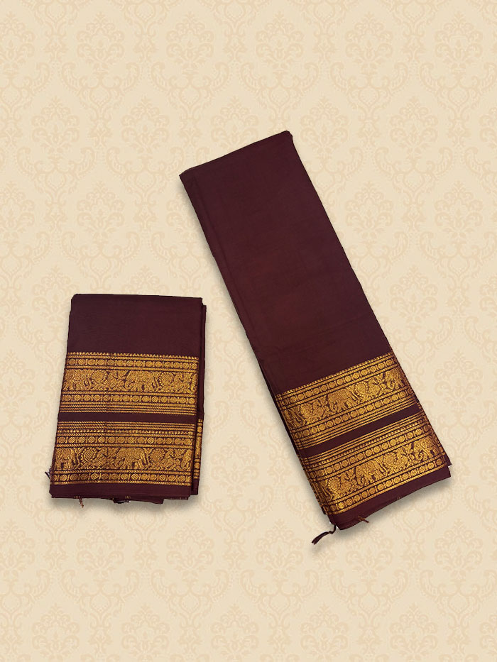 CYA Temple Marron Saree