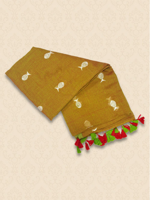 MME Beige Fish Sarees