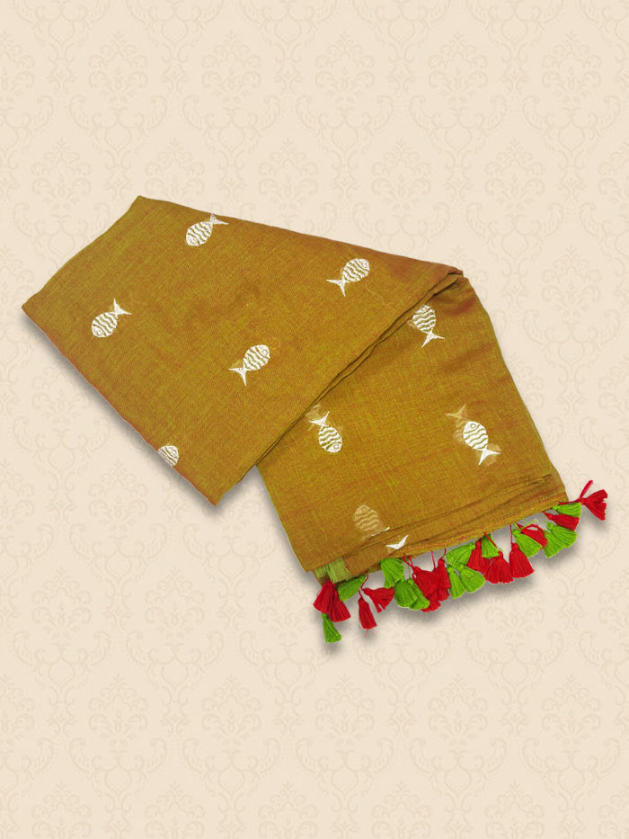 MME Beige Fish Sarees